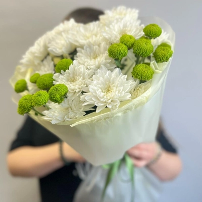 Эксклюзивный букет «Филин Грин» – сочетание белых и зеленых хризантем Армавир Краснодарский край Эксклюзивный букет «Филин Грин» – сочетание белых и зеленых хризантем Армавир Краснодарский край