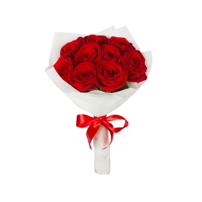 Букет из 9 красных роз в фетре Букет из 9 красных роз в фетре