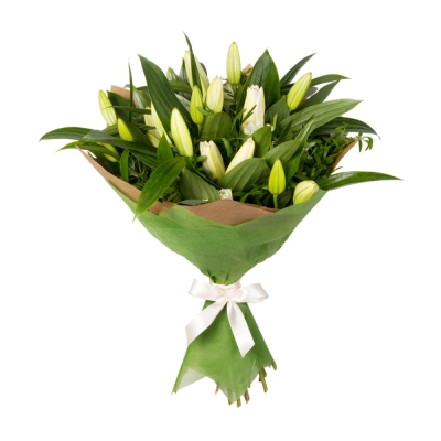 Нежный букет из лилий с фисташкой – элегантность в каждой детали Армавир Краснодарский край Нежный букет из лилий с фисташкой – элегантность в каждой детали Армавир Краснодарский край