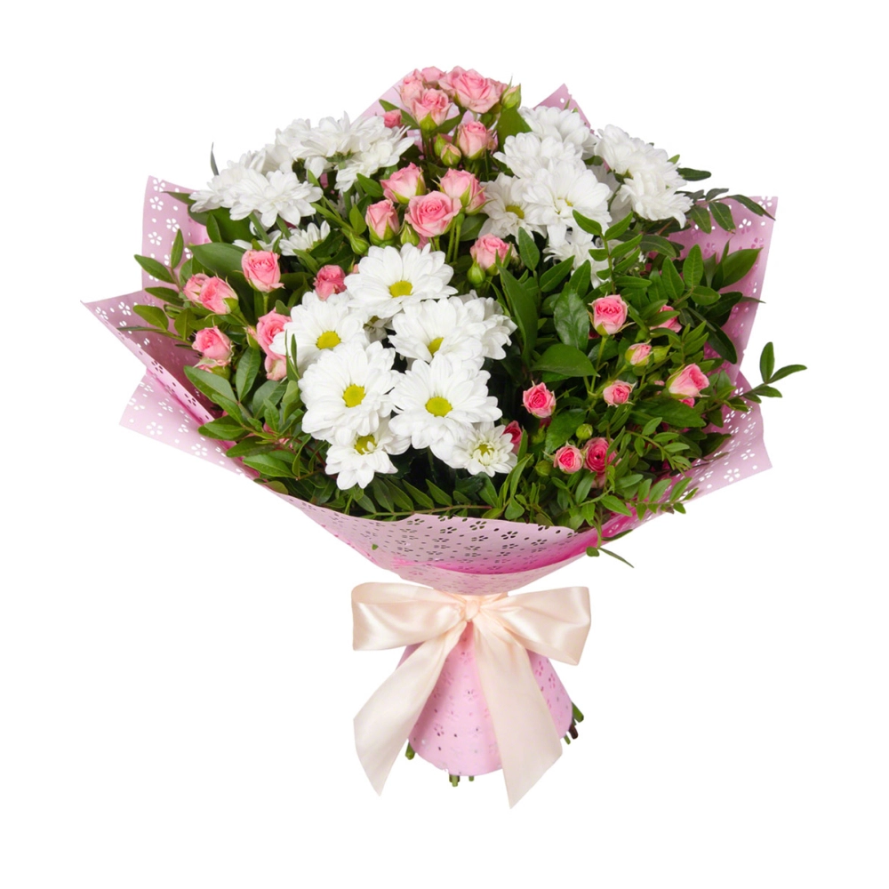 Букет «Волшебный сад» – гармония кустовых роз и белоснежных хризантем Армавир Краснодарский край Букет «Волшебный сад» – гармония кустовых роз и белоснежных хризантем Армавир Краснодарский край