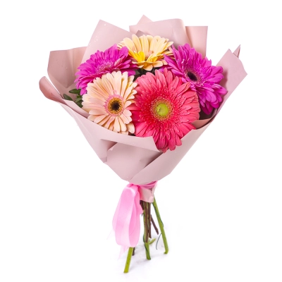 Яркий букет из 5 разноцветных гербер – солнечное настроение в подарок Армавир Краснодарский край Яркий букет из 5 разноцветных гербер – солнечное настроение в подарок Армавир Краснодарский край