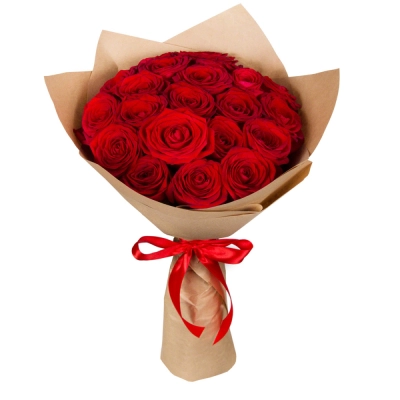 Букет из красных роз в крафт-бумаге Армавир Краснодарский край Букет из красных роз в крафт-бумаге Армавир Краснодарский край