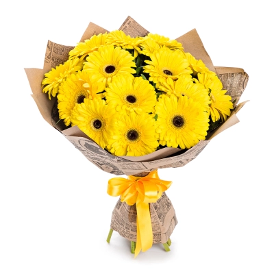 Пышный букет из 15 жёлтых гербер – как луч солнца в ваших руках Армавир Краснодарский край Пышный букет из 15 жёлтых гербер – как луч солнца в ваших руках Армавир Краснодарский край