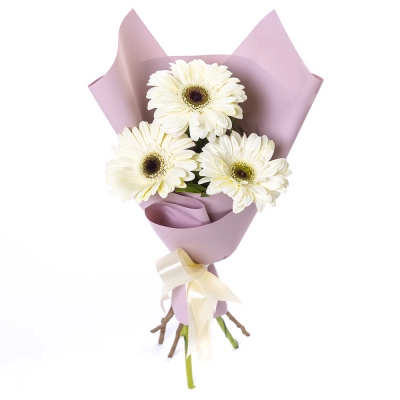 Нежный букет из 3 белых гербер – символ искренности и света Армавир Краснодарский край Нежный букет из 3 белых гербер – символ искренности и света Армавир Краснодарский край