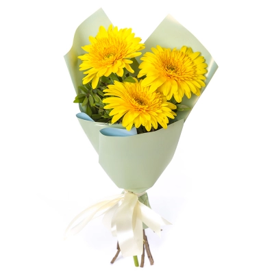 Яркий букет из 3 жёлтых гербер – частичка солнечного света Армавир Краснодарский край Яркий букет из 3 жёлтых гербер – частичка солнечного света Армавир Краснодарский край